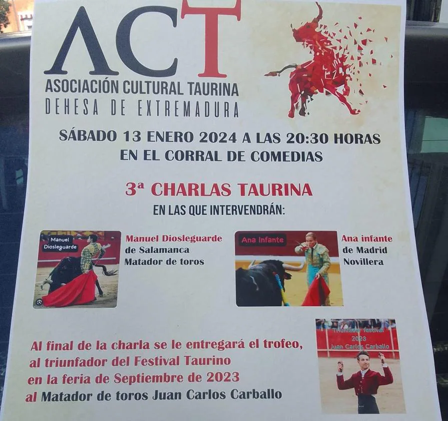 III Charlas de la Asociación Cultural Taurina Dehesa de Extremadura