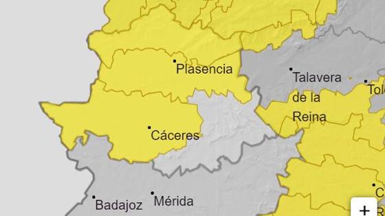 Parte de Extremadura continúa en alerta amarilla