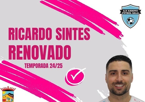 Ricardo Sintes firma por una temporada más en el Arroyo FS