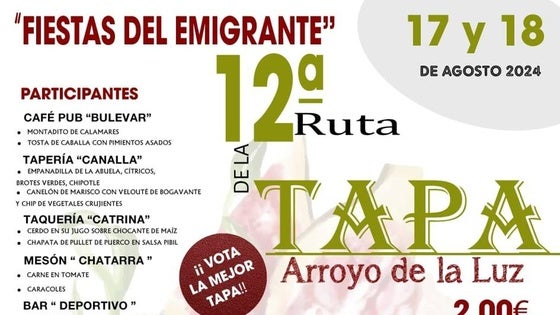Llega la XII Ruta de la Tapa de Arroyo de la Luz