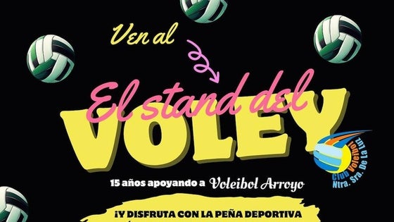 Merchandaising, carnets, bebidas y pinchos en el stand del Extremadura Arroyo