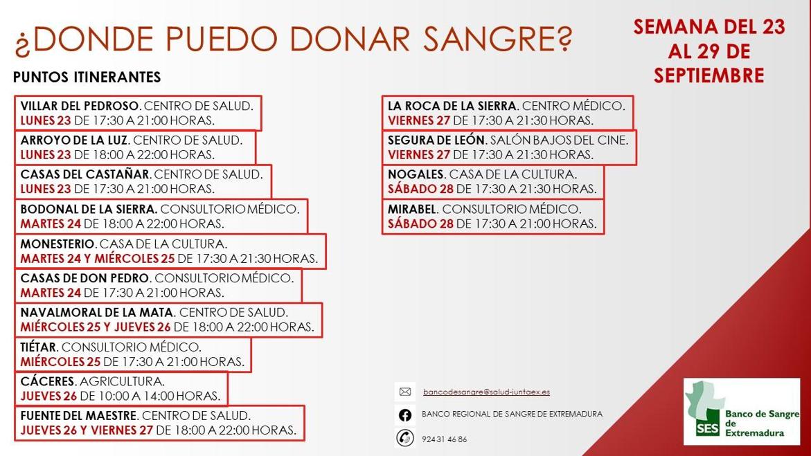 Imagen principal - Las Unidades Móviles del Banco de Sangre Regional de Extremadura vuelven a Arroyo de la Luz