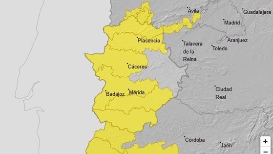 Extremadura en alerta amarilla por lluvias miércoles y jueves