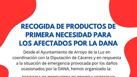 El Ayuntamiento arroyano inicia una recogida de ayudas y productos para los afectados por la DANA
