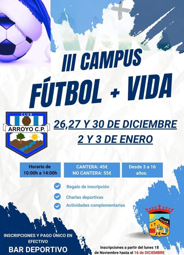 Última semana de inscripciones para el Campus de Fútbol del Arroyo CP