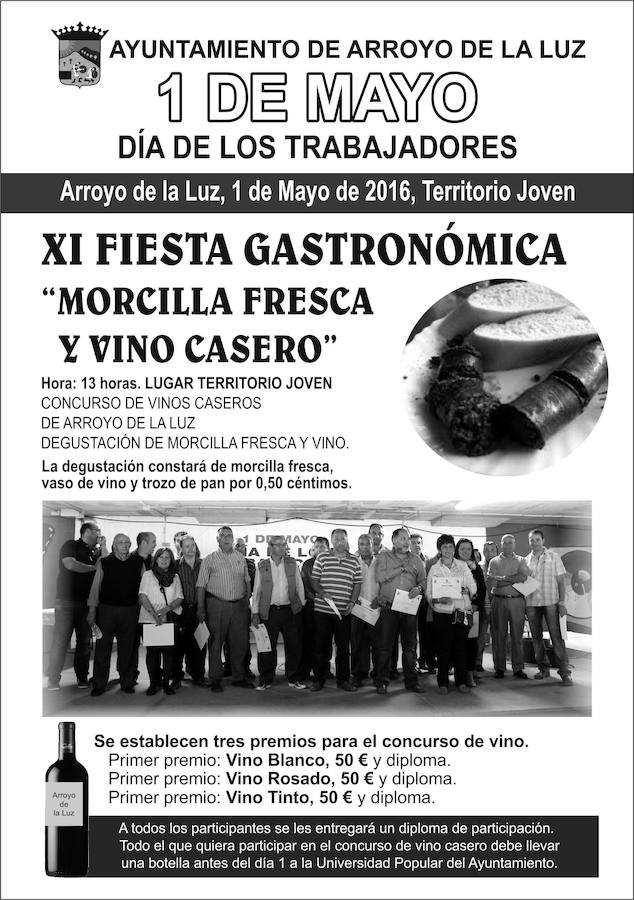 El 1 de mayo tendrá lugar la XI Fiesta Gastronómica 'Morcilla fresca y vino casero'. 