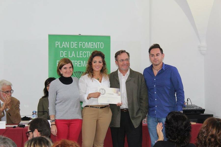 En la recogida del premio que tuvo lugar en Miajadas. 