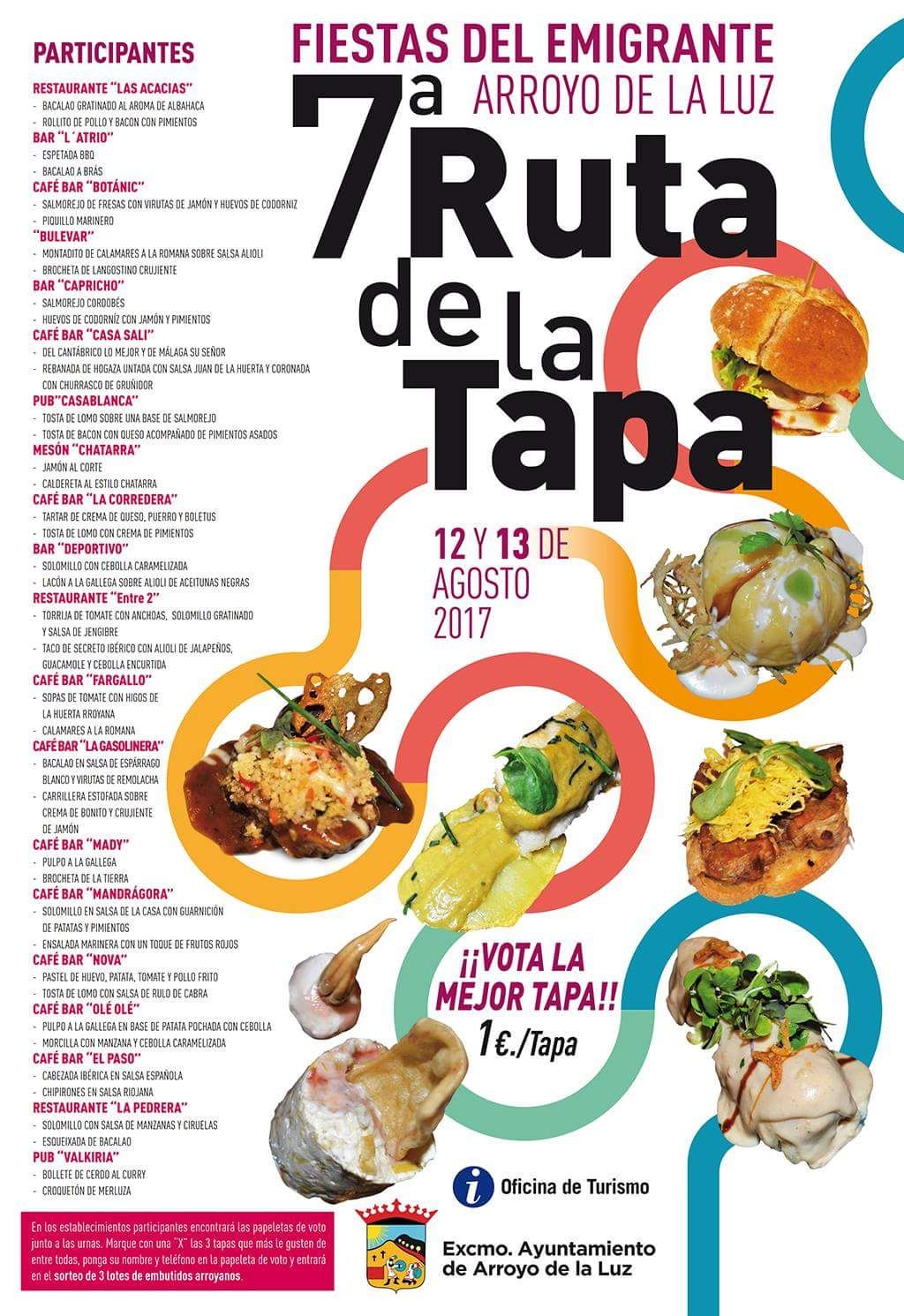 La 7ª edición de la Ruta de la Tapa en Arroyo de la Luz se celebrará los días 12 y 13 de Agosto