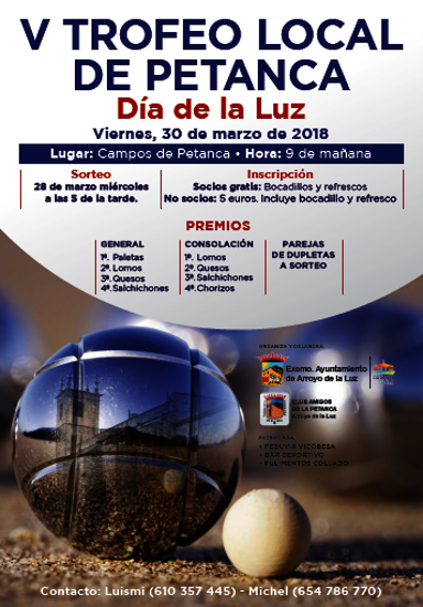 La Asociación Club Amigos de la Petanca celebrará el V Trofeo de Petanca Día de la Luz