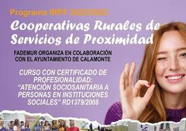 FADEMUR y el Ayuntamiento de Calamonte organizan un curso de Atención Sociosanitaria a Personas en Instituciones Sociales
