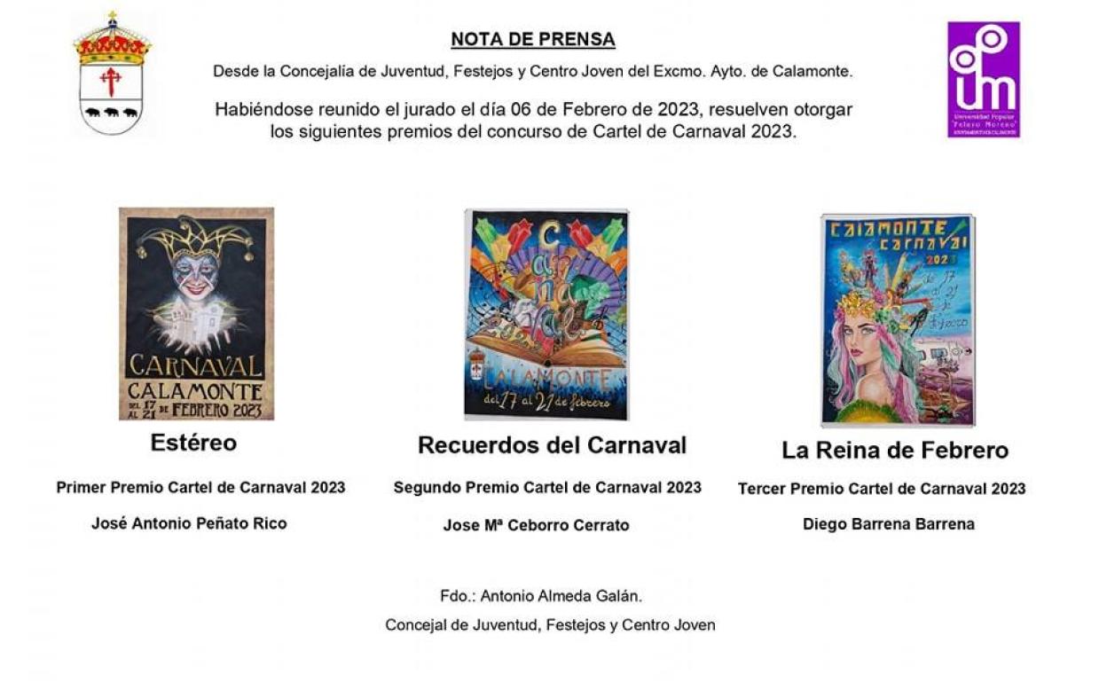 Premiados en el concurso del Cartel de Carnaval 2023