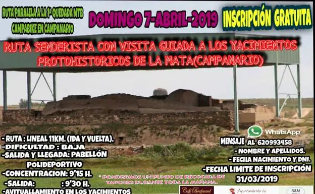 Ruta senderista con visita al yacimiento de La Mata, el domingo 7 de abril