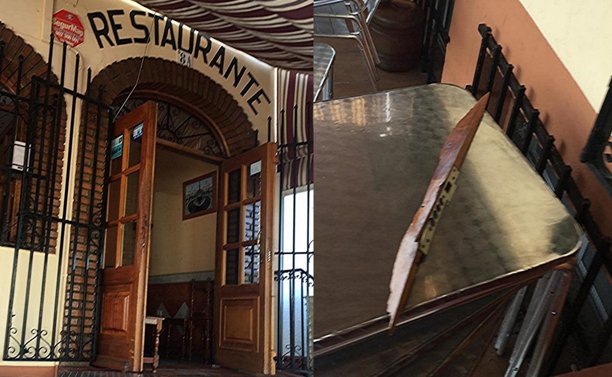 Los ladrones forzaron la reja de la entrada al mesón y arrancaron la cerradura de la puerta. 