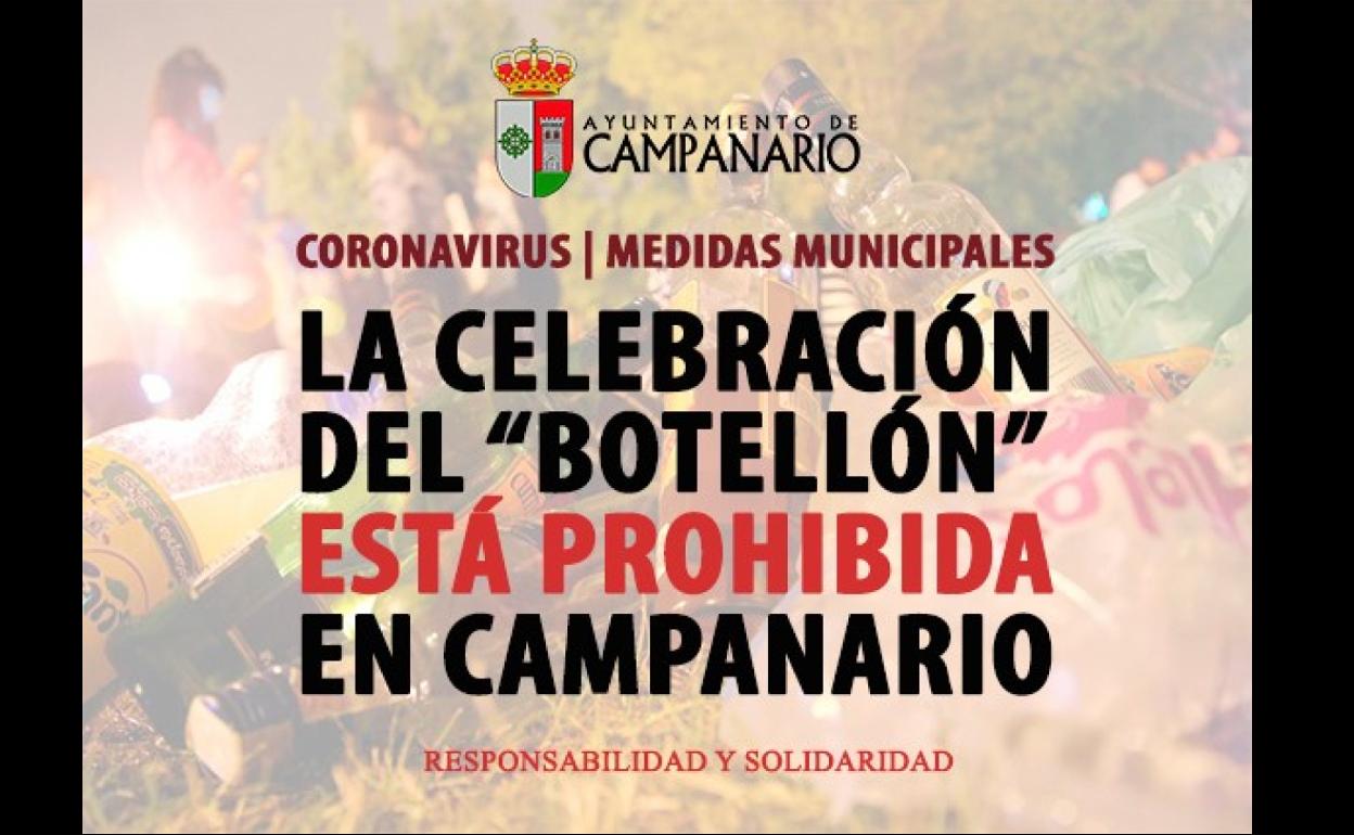 La celebración del botellón queda suspendida en Campanario