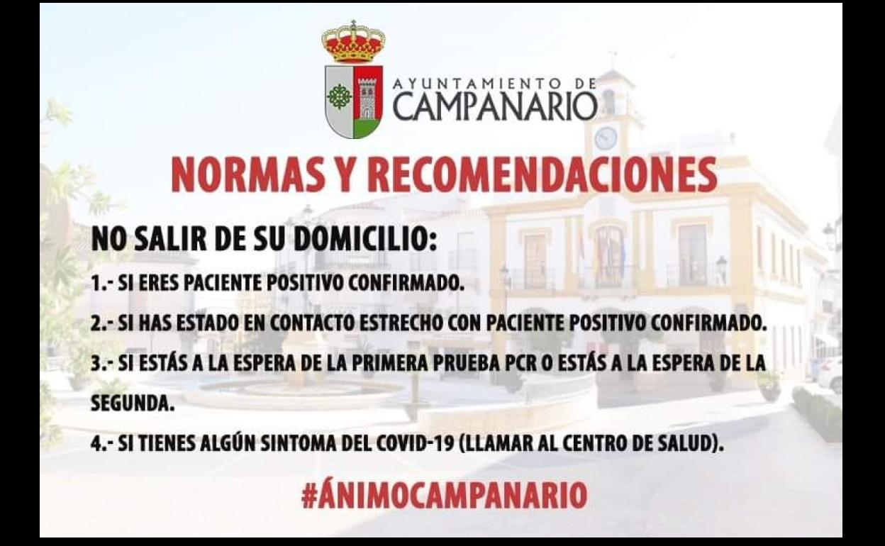 Salud Pública declara un brote de Covid-19 en Campanario, con 9 positivos y 25 contactos