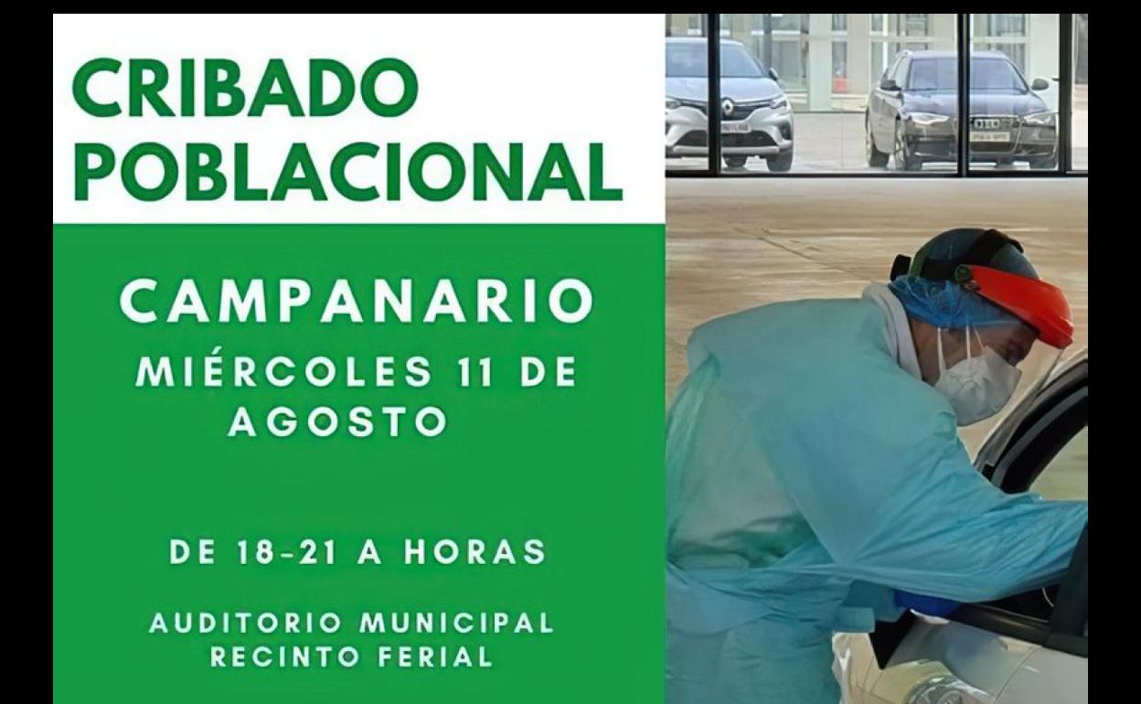 El 11 de agosto volverá a realizarse un cribado masivo en Campanario en horario de tarde