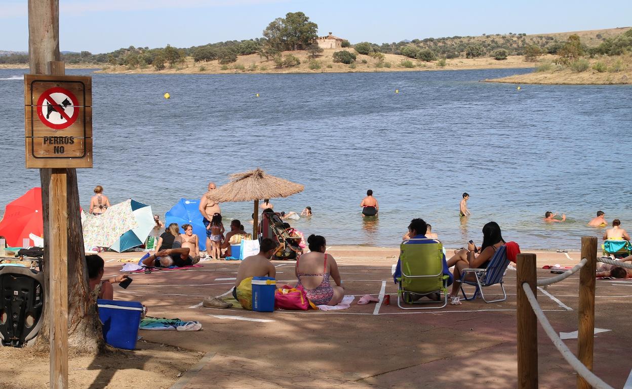 Bañistas disfrutan de la Playa de Campanario. 