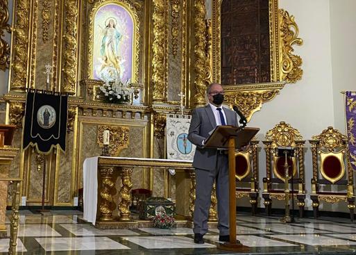 Juan Díaz, durante el pronunciamiento del pregón de Semana Santa. 