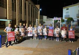 Pegada de carteles de PSOE Campanario la medianoche del 11 al 12 de mayo