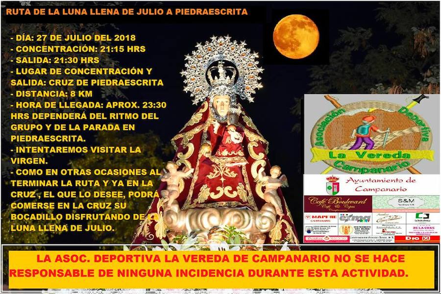 Ruta senderista hasta Piedraescrita bajo la luna llena de julio, este viernes
