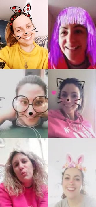 María Godino y sus amigas se animan con las videollamadas diarias. 