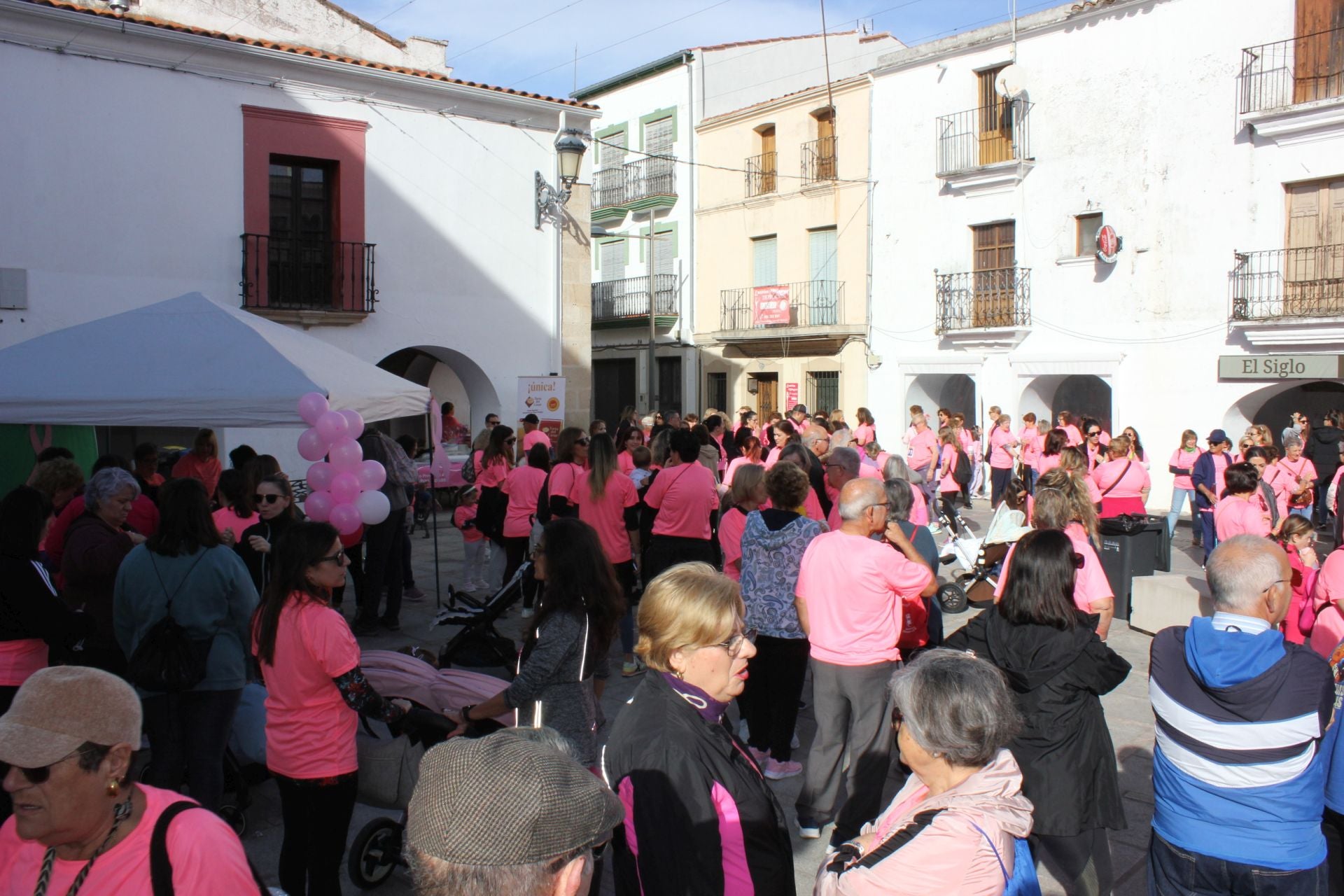 Una marea rosa recorre las calles y vías de la localidad para apoyar la lucha contra el cáncer