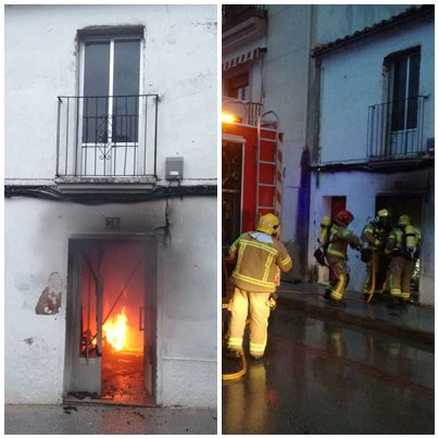 Un incendio arrasa la planta baja de una vivienda de la calle Larga Baja