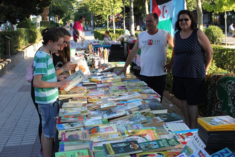Mercadillo de libros y objetos donados del colectivo Amigos del pueblo saharaui. 