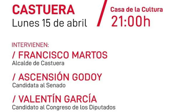 El PSOE de Castuera celebra esta noche el mitin central de la campaña electoral del 28 A