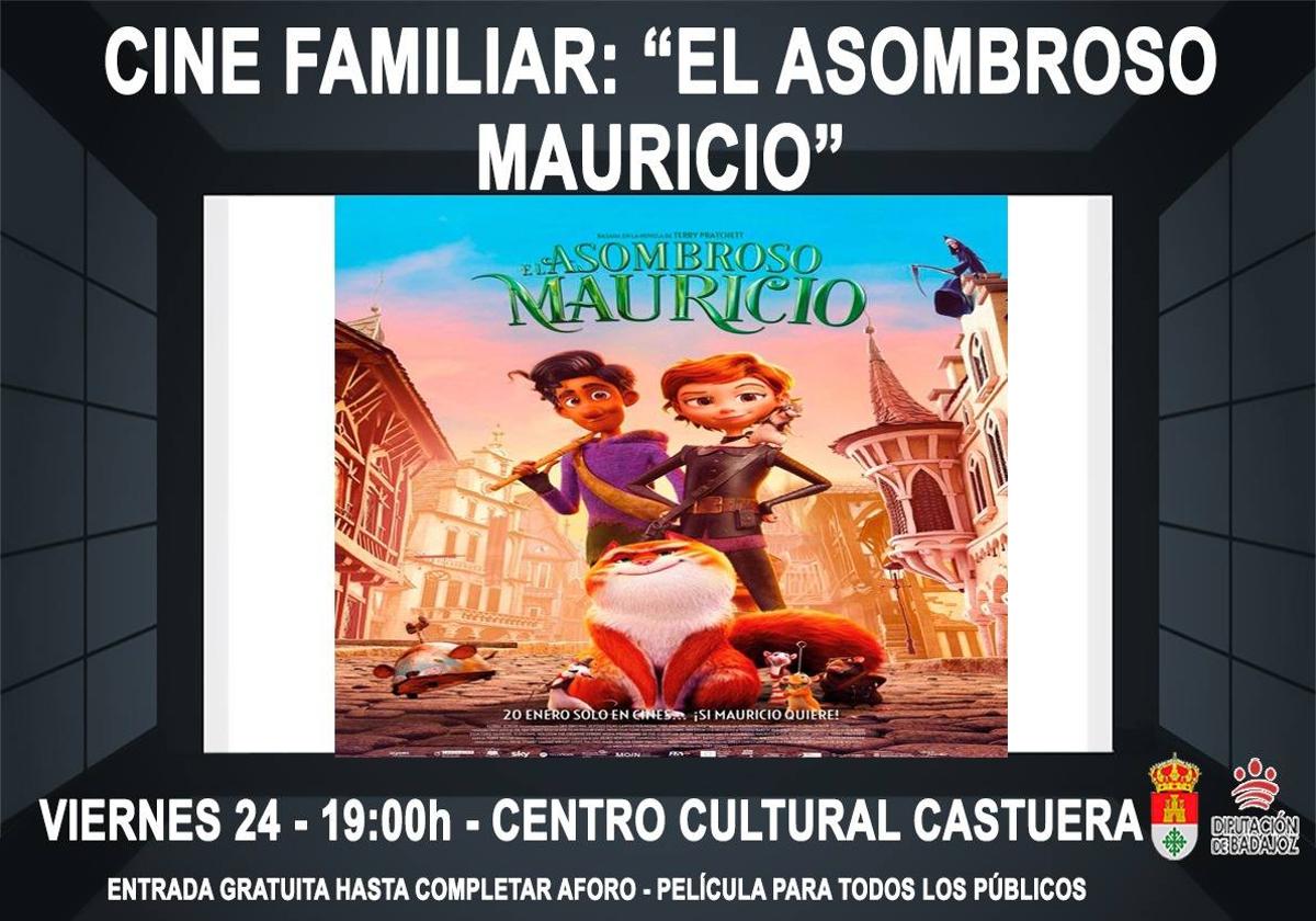 El auditorio del Centro Cultural acoge este viernes 24 de mayo la proyección de la película «El asombroso Mauricio»
