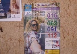 Cartel de la campaña en el tablon de anuncios de la Plaza de España