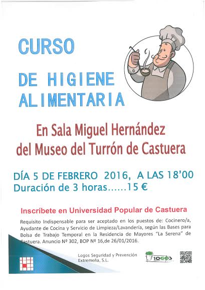La Universidad Popular organiza un curso formativo sobre Higiene Alimentaria