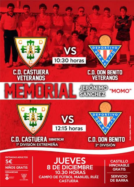 CD Castuera y CD Don Benito juegan este jueves 8 de diciembre el Memorial Jerónimo Sánchez “Momo”
