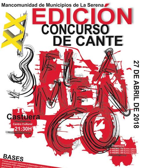 Abierto el plazo para participar en el XX Concurso de Cante Flamenco de la mancomunidad de La Serena