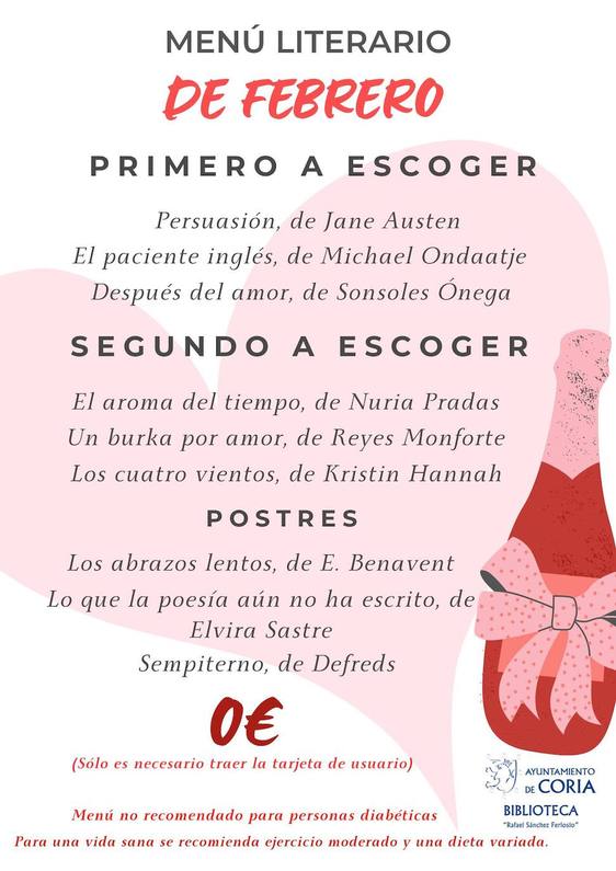 La biblioteca municipal lanza el segundo «Menú literario»