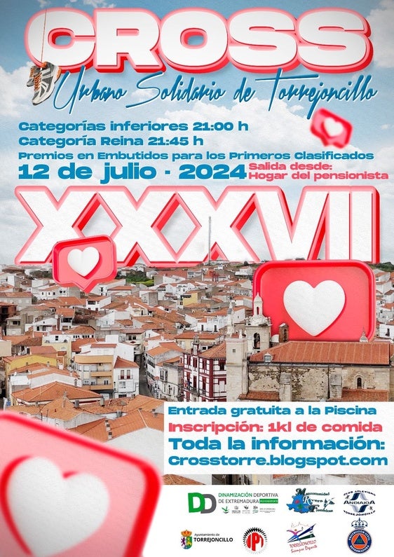 El XXXVII Cross Urbano Solidario de Torrejoncillo se celebrará el próximo viernes 12 de julio
