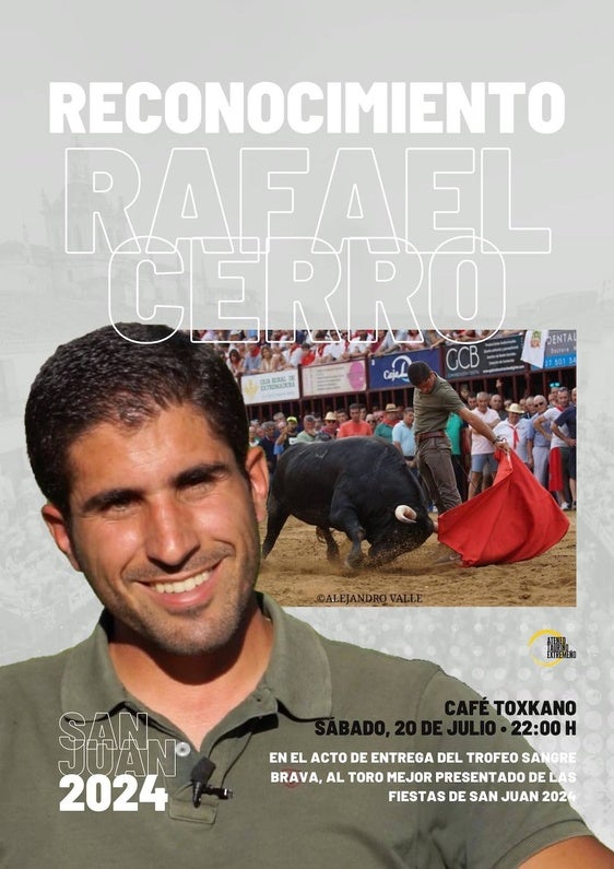 Rafael Cerro será reconocido en la entrega del 17º Trofeo Sangre Brava delas Fiestas de San Juan 2024