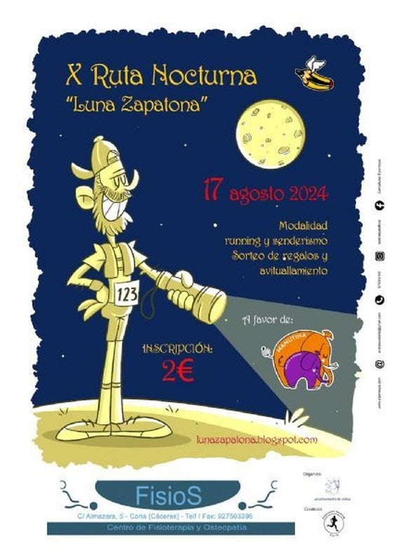 El Ayuntamiento de Coria organiza la X Ruta Nocturna «Luna Zapatona»