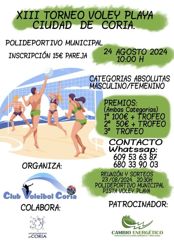 Este sábado llega el XIII Torneo de Voley-Playa «Ciudad de Coria» para animar el verano