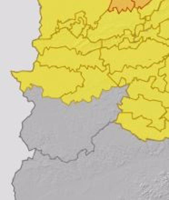 El 112 activa la alerta amarilla por lluvias y vientos este miércoles en varias comarcas de la provincia de Cáceres