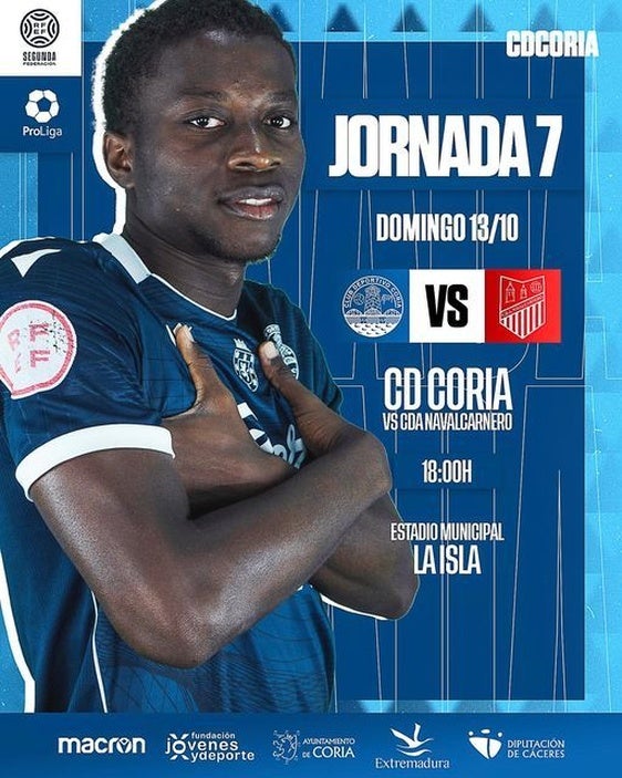 El CD Coria se enfrenta al CDA Navalcarnero en la séptima jornada de la Segunda Federación