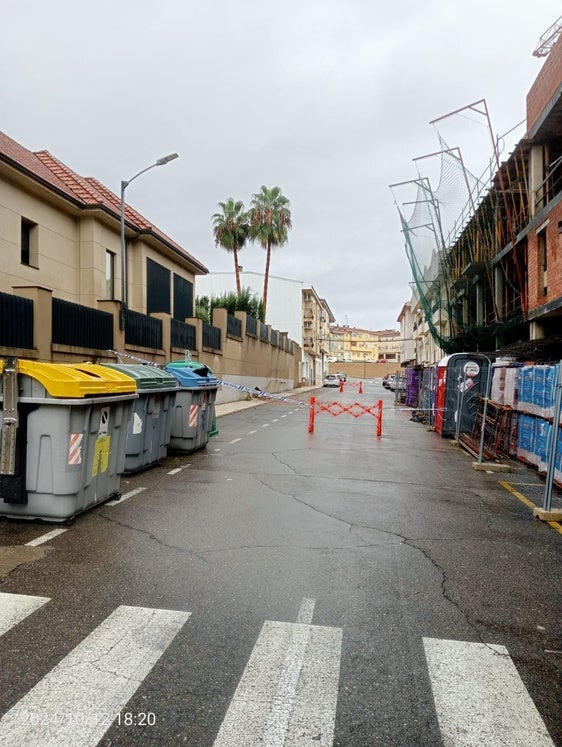 Estragos de la lluvia en Coria: calles cortadas y aviso naranja en Extremadura
