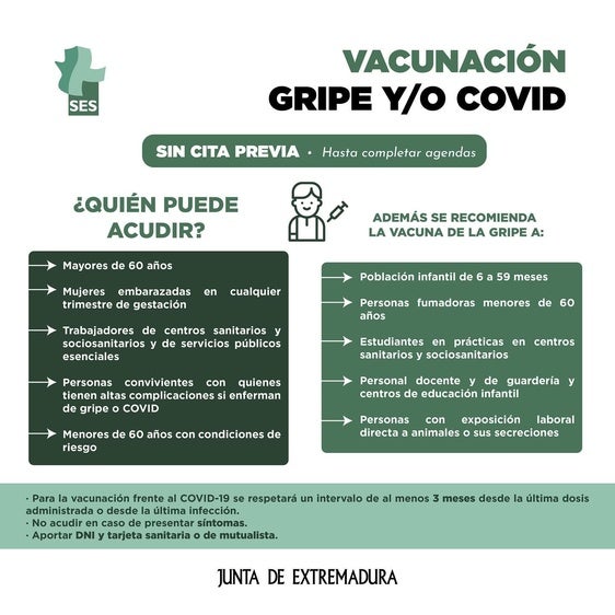 Campaña de vacunación contra la gripe y COVID-19 en el Hospital Ciudad de Coria el 12 y 13 de noviembre