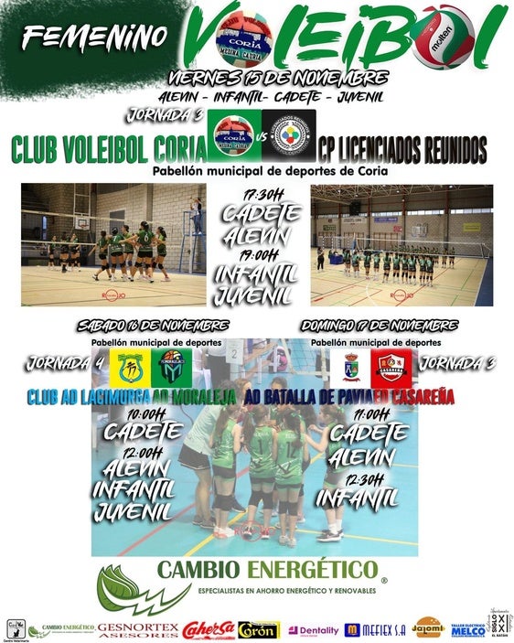 Fin de Semana de Voleibol Femenino en Coria con el Club Voleibol Coria