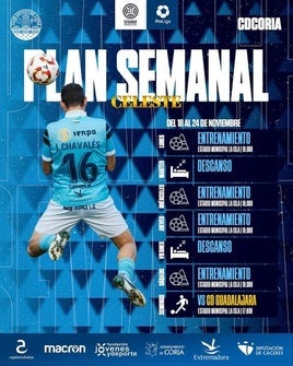 Plan semanal del CD Coria.
