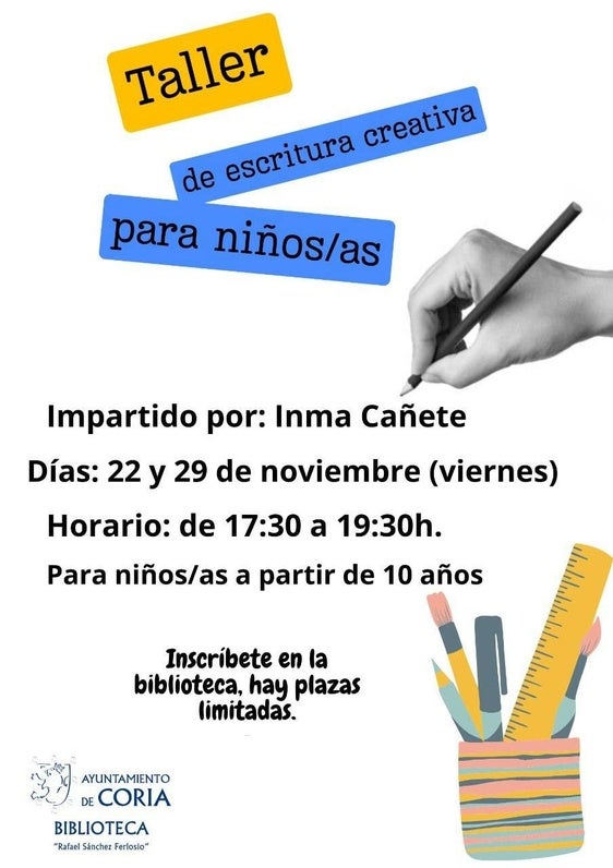 Taller de Escritura Creativa para Niños en Coria, con la Escritora Inma Cañete