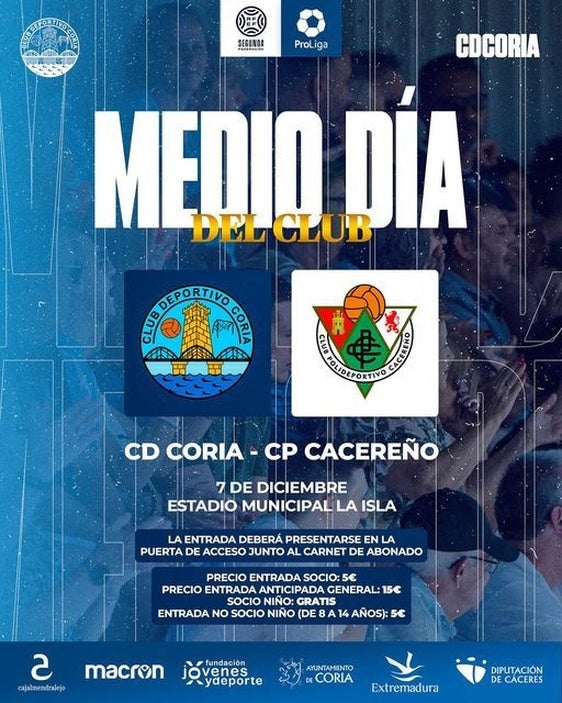 El CD Coria declara «Medio Día del Club» para el encuentro contra el CP Cacereño