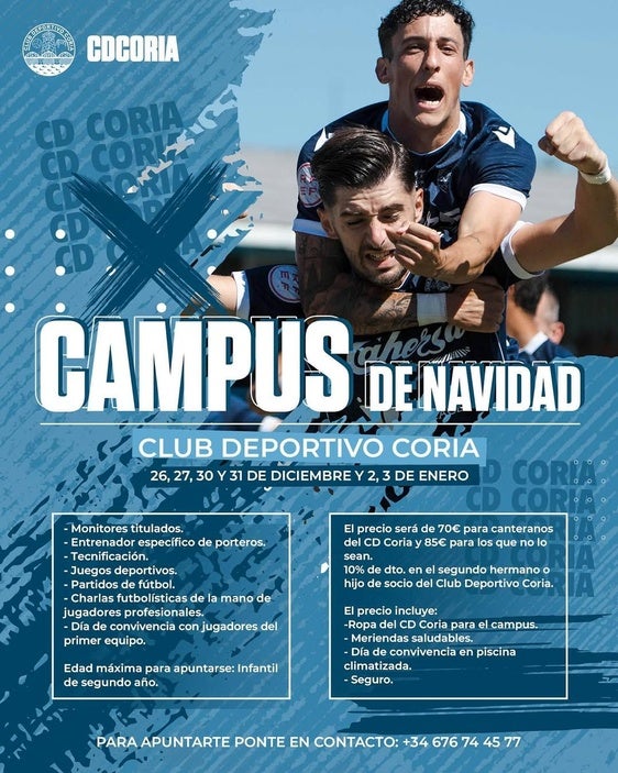 El Club Deportivo Coria organiza su Campus de Navidad para jóvenes futbolistas