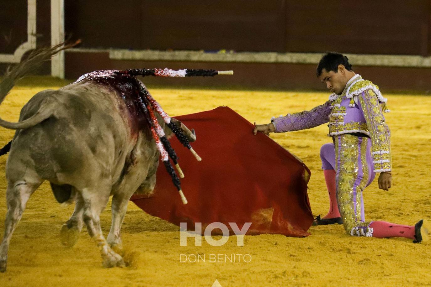 Corrida de toros mixta en la plaza de toros de Don Benito con motivo del día de Extremadura. 