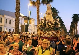 Recibimiento a la Virgen de las Cruces en 2023.